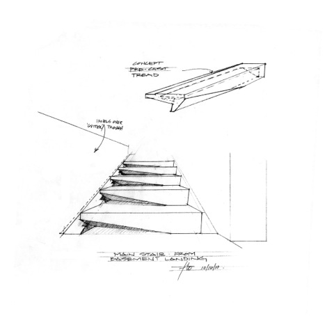 House 7 Stairs | Sketch looking up | CHENG Design | sustainable, emotional, timeless design