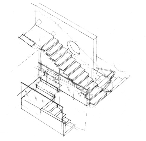 House 7 Stairs | Sketch from above | CHENG Design | sustainable, emotional, timeless design