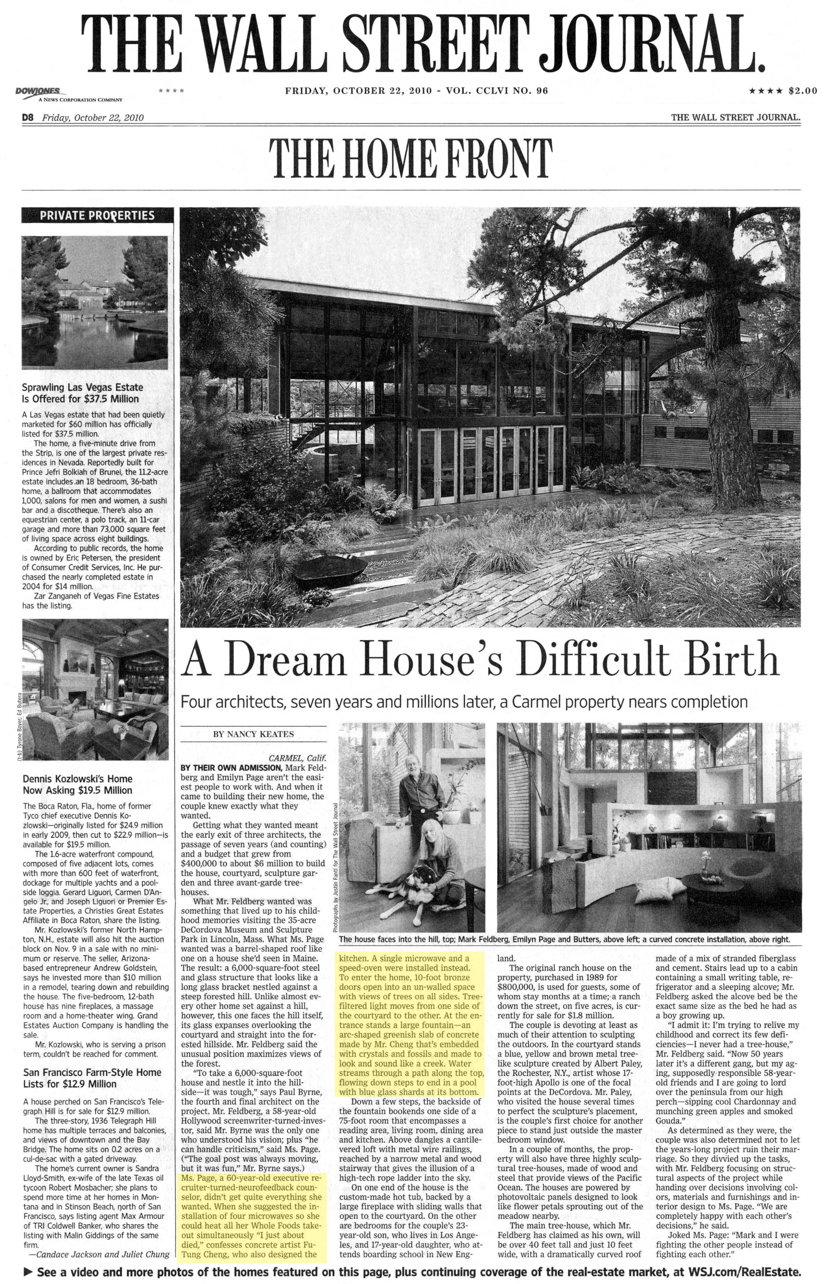 The Wall Street Journal | A Dream House’s Difficult Birth – featuring CHENG Design